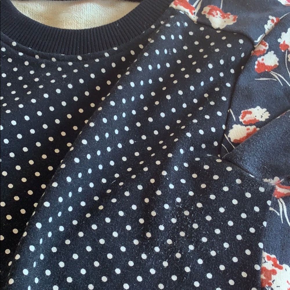 Tory Burch Dot and Floral Printed Navy Sweatshirt - Picture 6 of 6